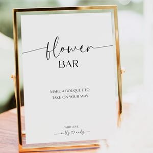 Flower Bar Sign Template, Modern Minimalist Bridal Shower Sign, Floral Baby Shower Sign, Build Your Bouquet, Bouquet Bar, BL60