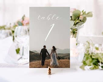 Photo table number template, Wedding table numbers with picture, Table numbers sign template, Instant download, Table number, #BL13-02
