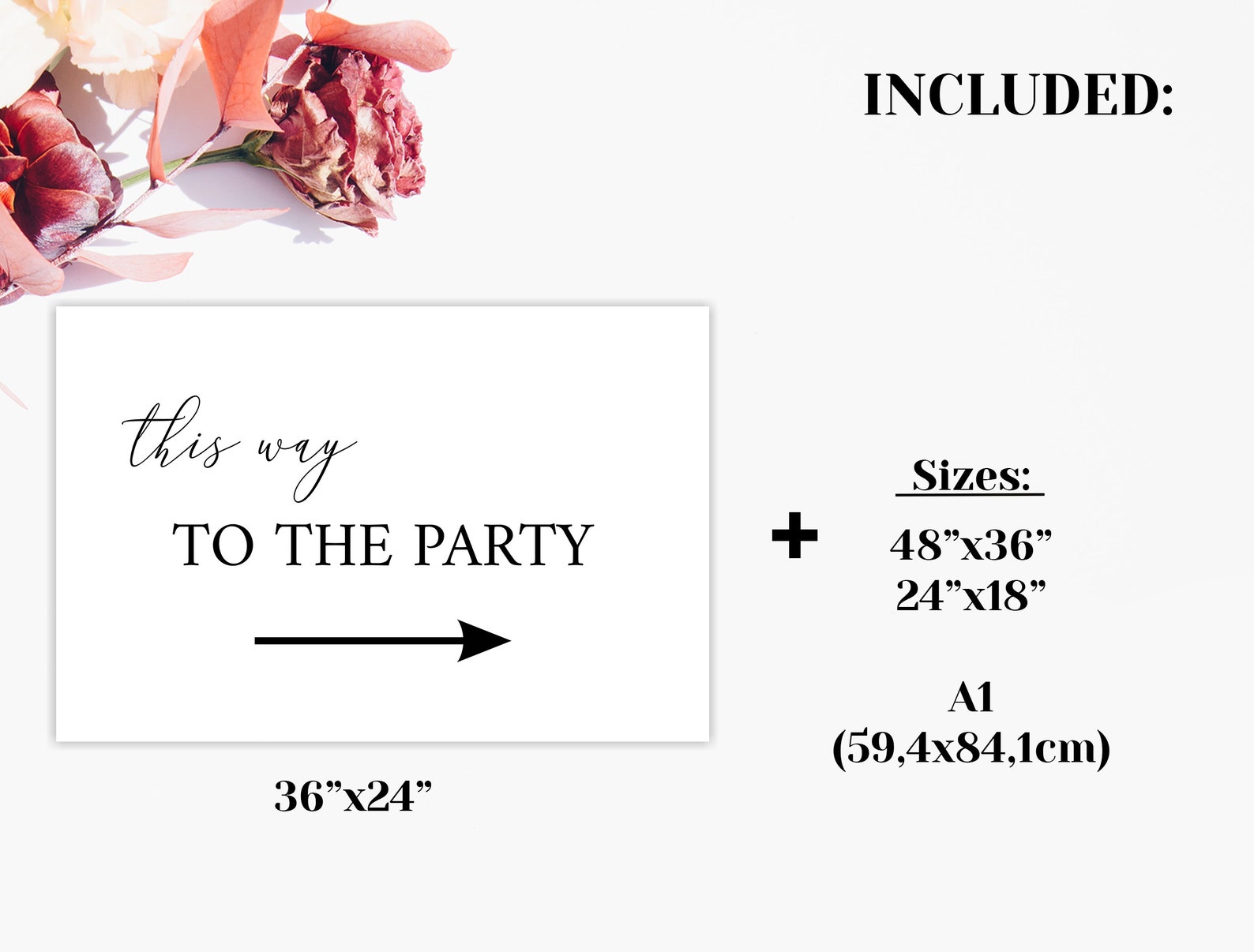 This Way to the Party Sign Template Direction Arrow Sign | Etsy