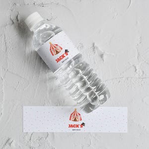 Custom Birthday Water Bottle Label, Circus Water Labels Printable, Water Bottle Label Template, DIY Bottle Label For Party, BL3