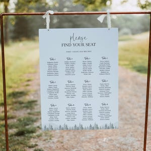 Forest Hochzeit Sitzplan Vorlage, Sitzplan Vorlage Berg, großes druckbares Sitzplanschild, Sitzplanschild, Woodland Our Lieblingsmenschen, BL54