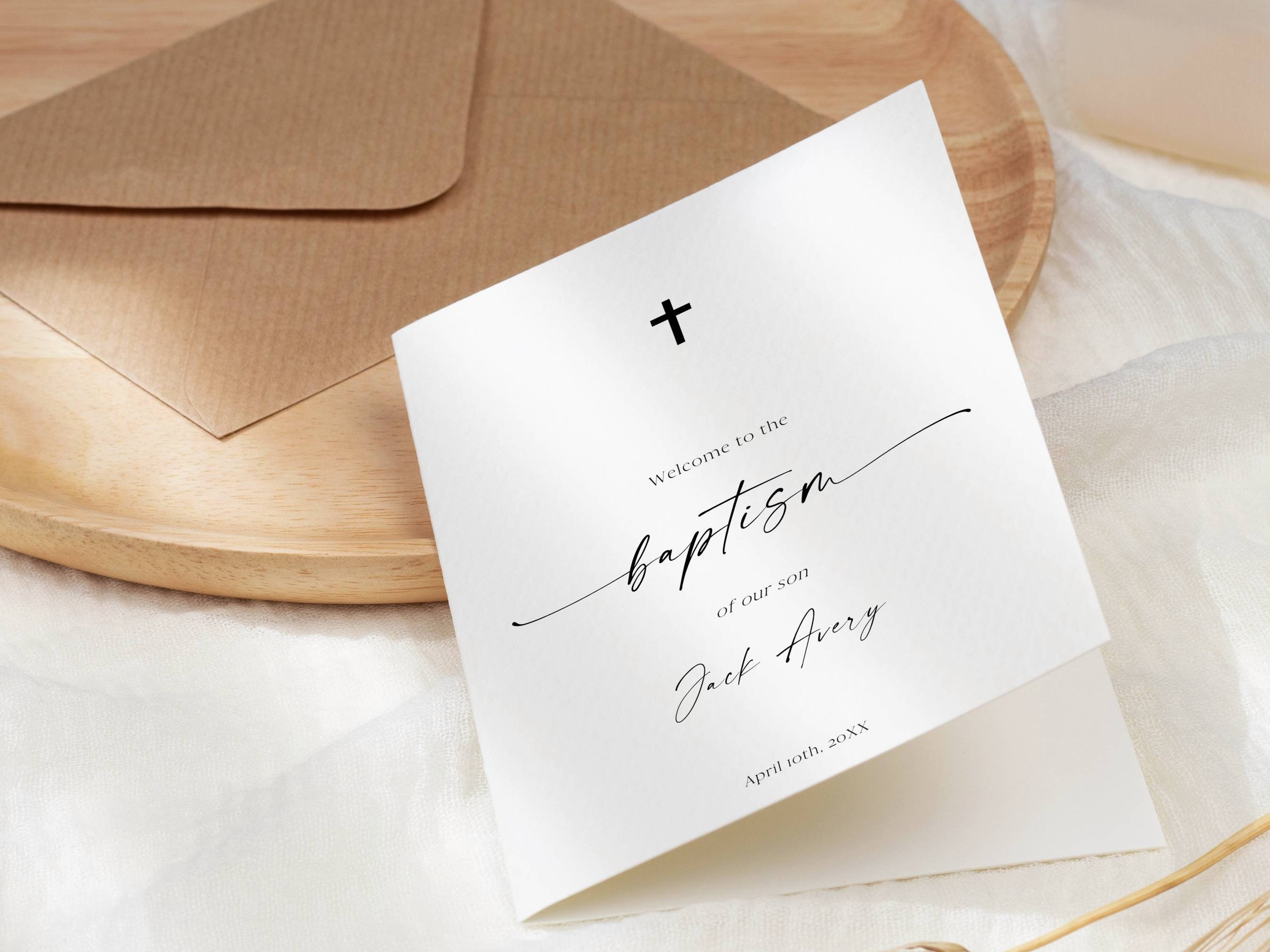Baptism Program Template, Minimalist Baptism Timeline, Elegant ...