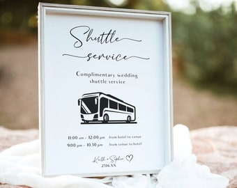 Wedding Shuttle Sign Template, Wedding Transportation Sign, Wedding Shuttle Schedule Printable, Instant Download #BL23