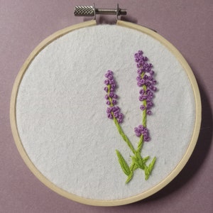 Lavender Hoop, Hand-Embroidered