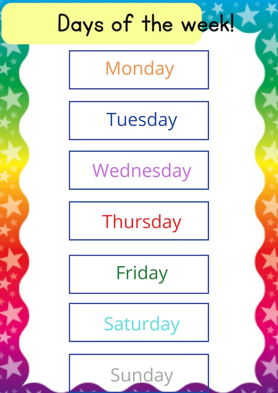 Days of the Week - Etsy