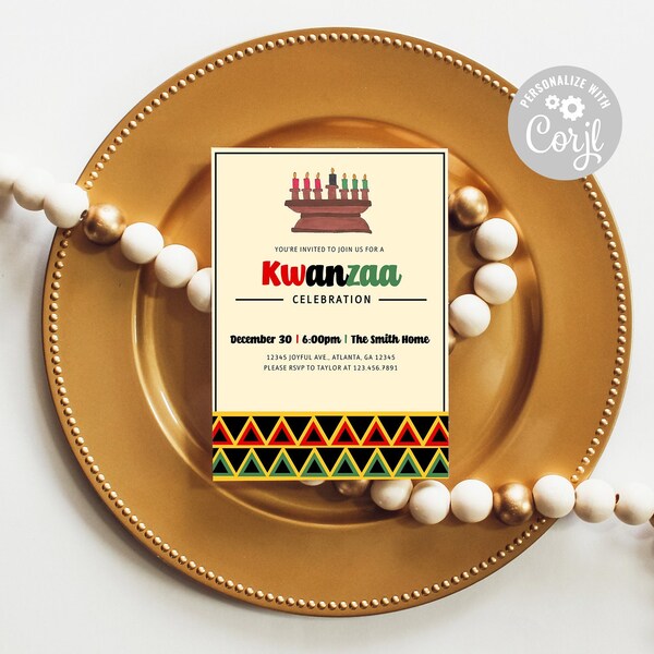 Kwanzaa Invitation | Kwanzaa Celebration Invite | Invitation Template | INSTANT Download