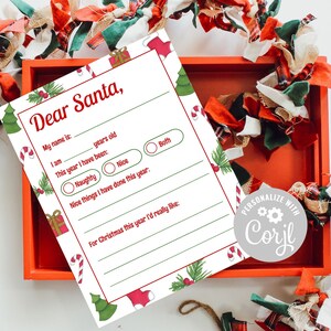 Bearbeitbarer Brief zum Weihnachtsmann | Weihnachtsbrief Vorlage | Kinder Weihnachtsliste Vorlage | SOFORTIGER DOWNLOAD