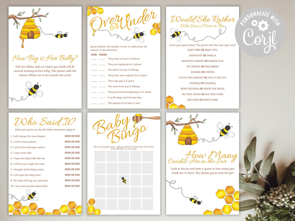 Free Printable Baby Shower Games Bee Theme