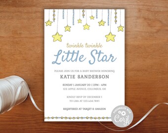 Twinkle Twinkle Little Star Baby Shower Printable Editable | Etsy