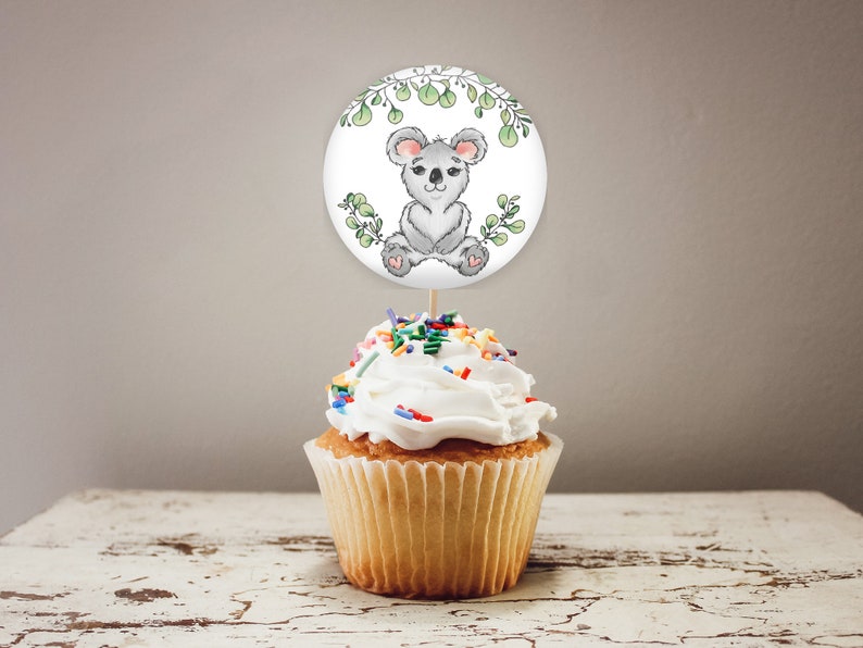 Koala Baby Shower Cupcake Toppers Favor Stickers Gift Etsy