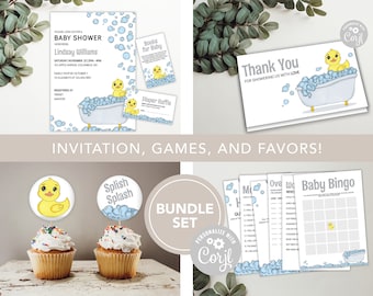 Rubber Duck Theme Baby Shower Invitation Bundle / Juegos de Baby Shower / Baby Shower Favors / Descarga INSTANTÁNEA
