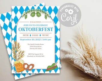 Invitación a la fiesta oktoberfest / Invitación temática Oktoberfest / Plantilla de invitación / Descarga INSTANTÁNEA