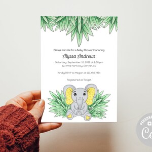 Elephant Baby Shower | Printable Editable Template | Elephant Baby ...