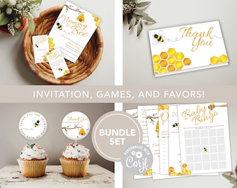Honey Bee Theme Baby Shower Invitation Bundle / Mommy to Bee / Juegos de Baby Shower / Baby Shower Favors / Descarga INSTANTÁNEA