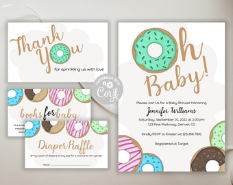 Donut Theme Baby Shower Bundle / Donut Baby Shower Invitation Bundle / INSTANT Download