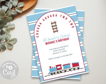 Invitación de cumpleaños temática de tren / Chugga Chugga Two Two! / Plantilla de invitación de cumpleaños de tren / Descarga instantánea