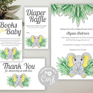 Elephant Baby Shower | Printable Editable Template | Elephant Baby ...