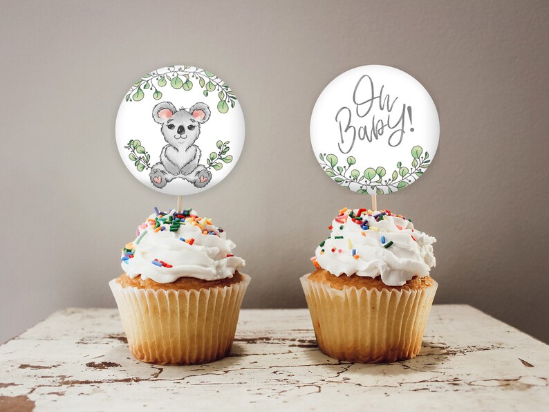Koala Baby Shower Cupcake Toppers Favor Stickers Gift Etsy