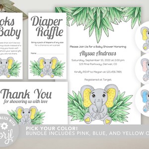 Elephant Baby Shower | Printable Editable Template | Elephant Baby ...