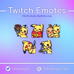 Pikachu Valentines Emotes [Twitch/Discord]