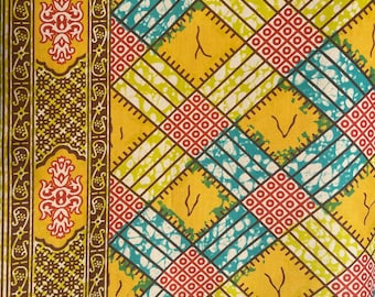 Juego de telas con estampado de cera, diseños africanos. Tela para acolchado y costura. Perfecta para bloques de colcha africanos tamaño Queen y King.