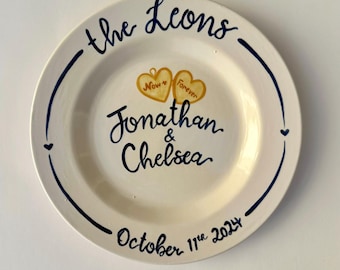 Personalized Plate -  Wedding/Anniversary Locket Design - Hand Painted Custom Piece