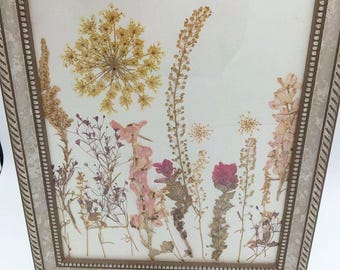Arte originale con fiori pressati - Erbario botanico pressato a mano in silicone anticato
