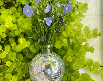Silver Disco Ball Vase 4.4" | Hand-tiled