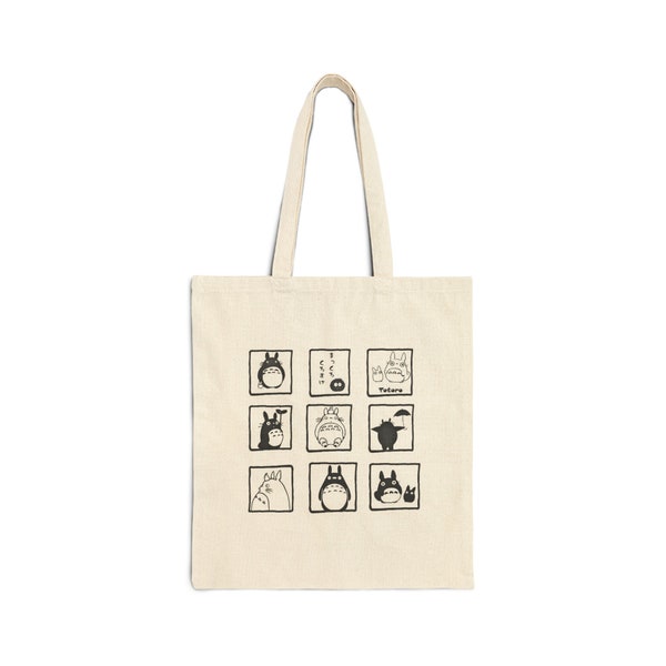 Cute Totoro Moments Tote Bag- Adorable Ghibli Studio Fashion Accessory for Anime Lovers Kawaii- Tote with Whimsical Studio Ghibli Characters