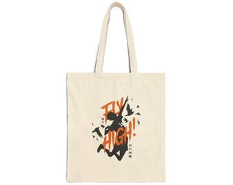 Vola in alto: borsa tote con sagoma Hinata - Design ispiratore con sagome di corvo che salta per i fan degli anime