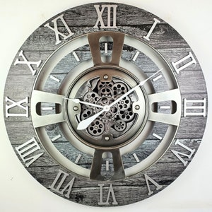 England Line Wall Clock 36 Inches With Real Moving Gears Carbon Grey - Etsy