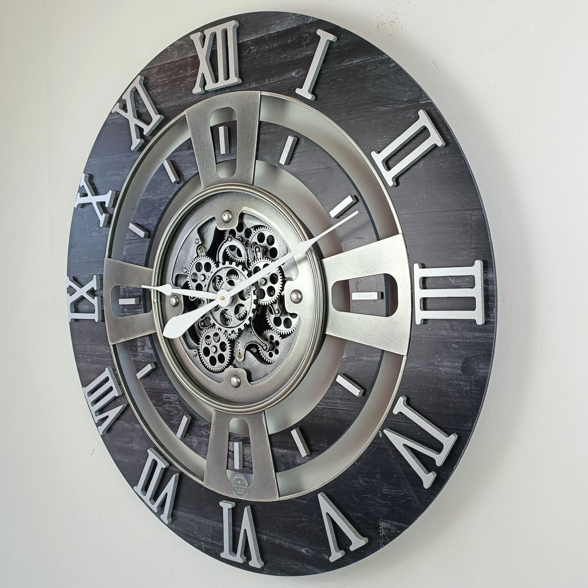 England Line Wall Clock 36 Inches With Real Moving Gears Vintage Black ...