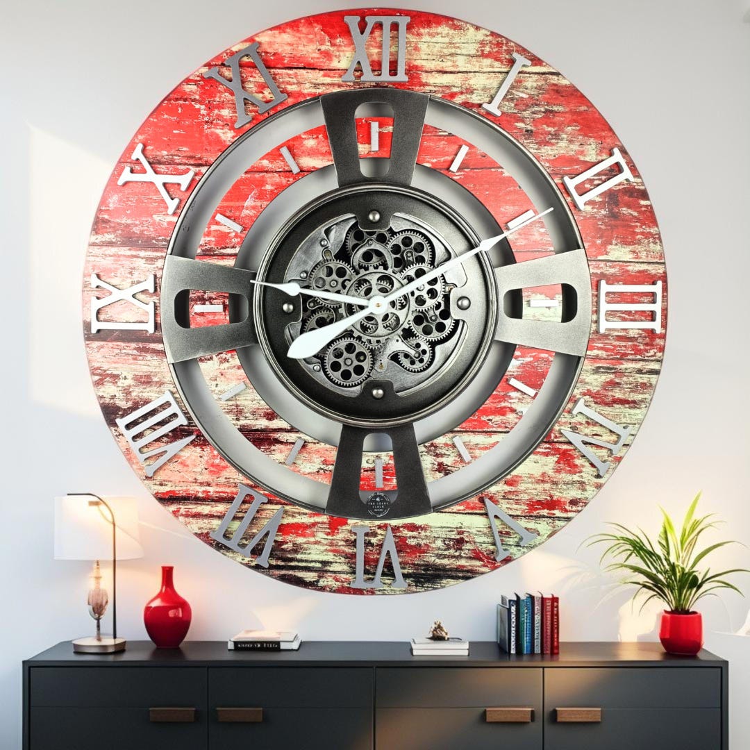 England Line Wall Clock 36 Inches With Real Moving Gears Red Lava - Etsy