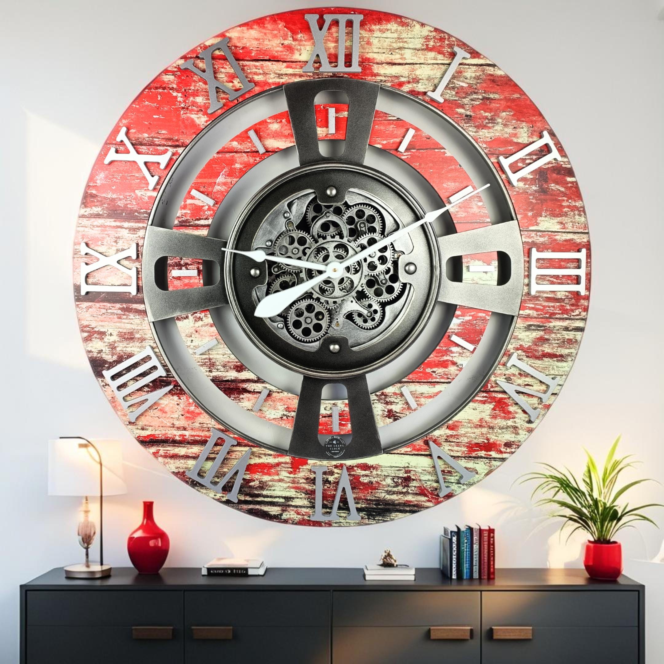England Line Wall Clock 36 Inches With Real Moving Gears Red Lava - Etsy