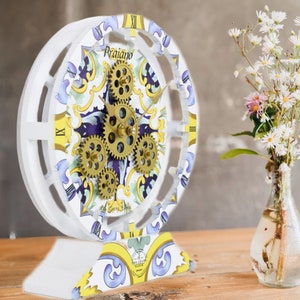 Italy line Desk-Wall Clock 10 inches with real moving gears PRAIANO