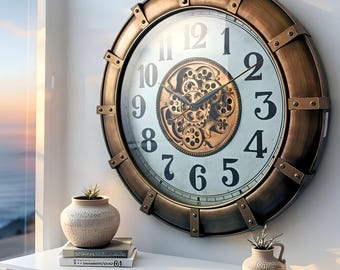 Germany Line Wall Clock Round 32 Inch "Stuttgart" Silver-White