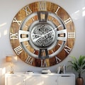 England Line Wall clock 36 inches with real moving gears Vintage Brown