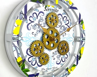 Italy line Desk-Wall Clock 10 inches with real moving gears SORRENTO