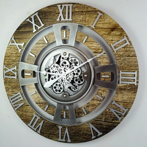England Line Wall Clock 36 Inches With Real Moving Gears Gold Antique ...