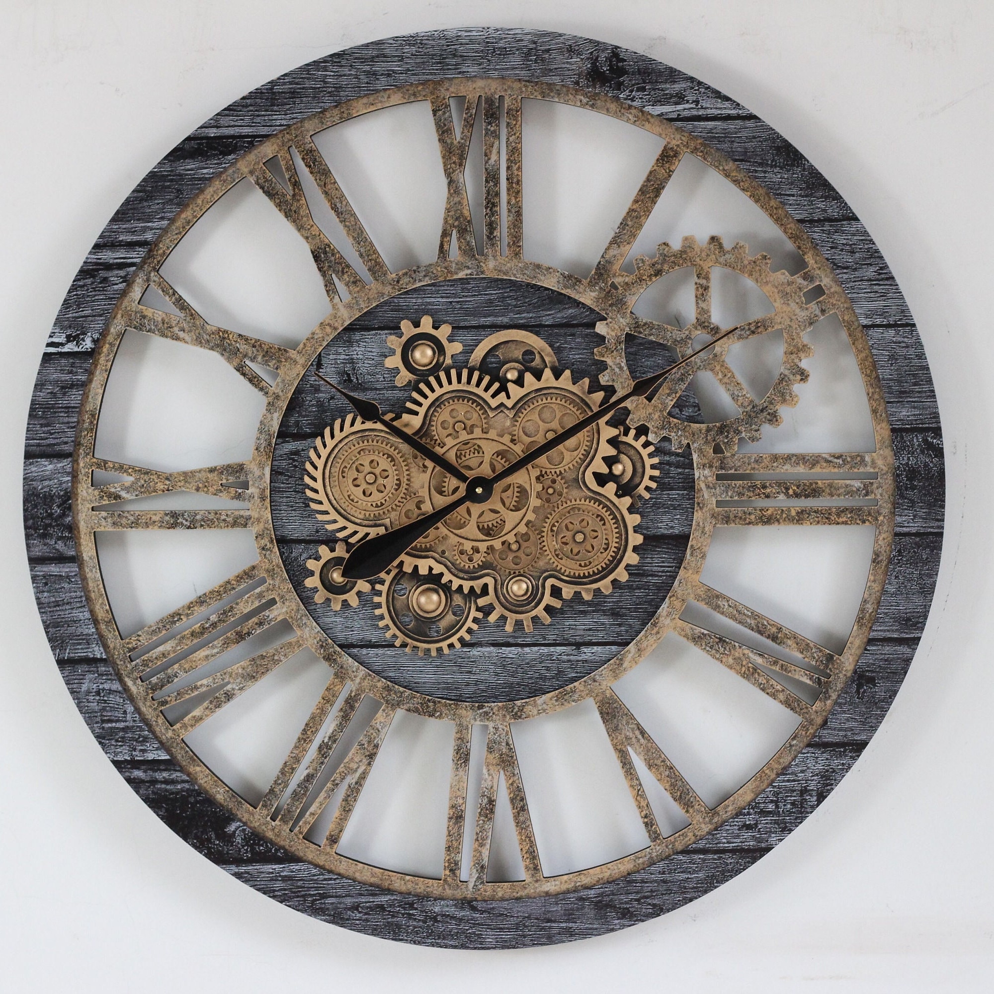 America Line Wall Clock 36 Inches With Real Moving Gears Carbon Grey - Etsy