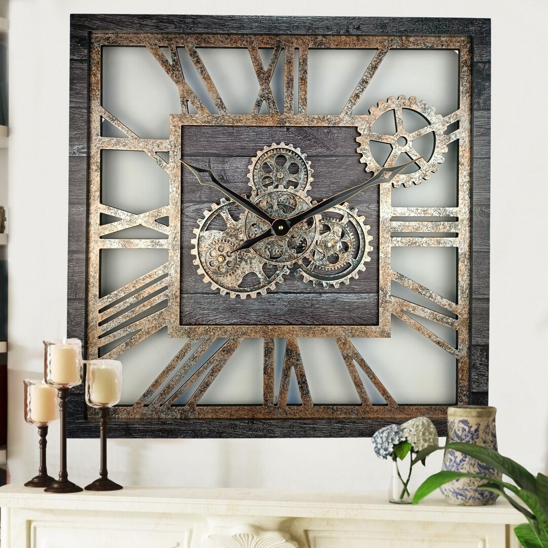 America Line Wall clock 24 inches Square with real moving gears