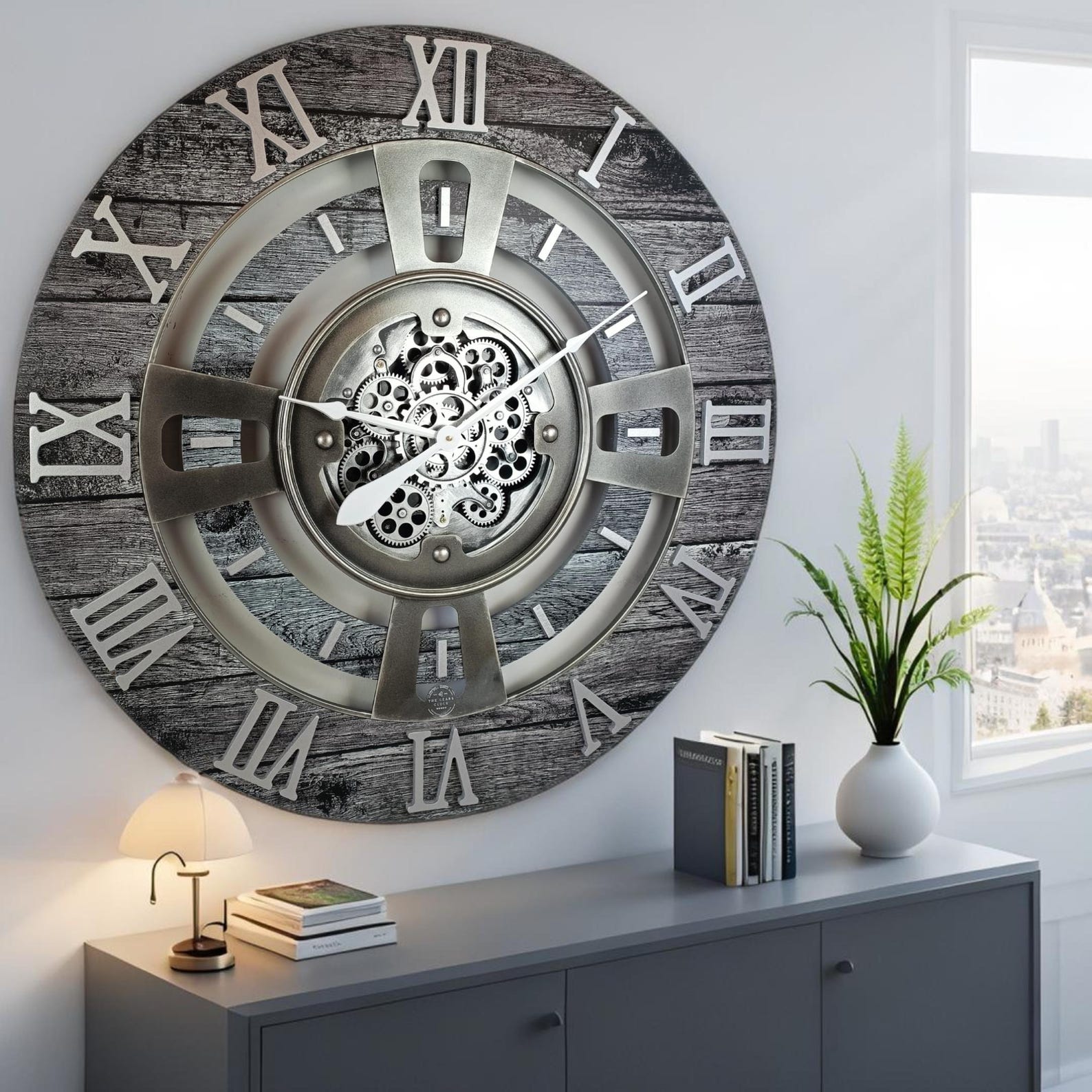 England Line Wall Clock 36 Inches With Real Moving Gears Carbon Grey - Etsy