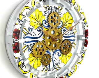 Italy line Desk-Wall Clock 10 inches with real moving gears POSITANO