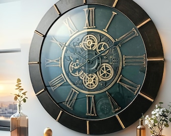 Austria Line Wall Clock Round 24 Inch "Linz" Dark-Brown