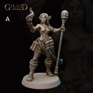 Battle Mage Miniature | Female/Elf/Human/Tiefling | Galaad Miniatures | RPG Boardgames | Fantasy | Tabletop RPG