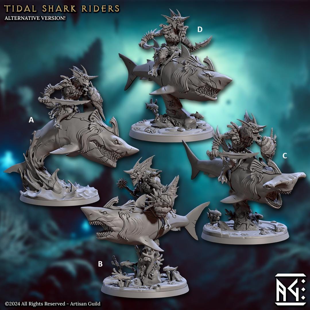 Mirmidon Tidal Shark Riders Alts | Artisan Guild Miniatures | RPG ...