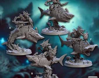 Deepkin Mounted Shark Miniatures - Artisan Guild | Idoneth Allopex