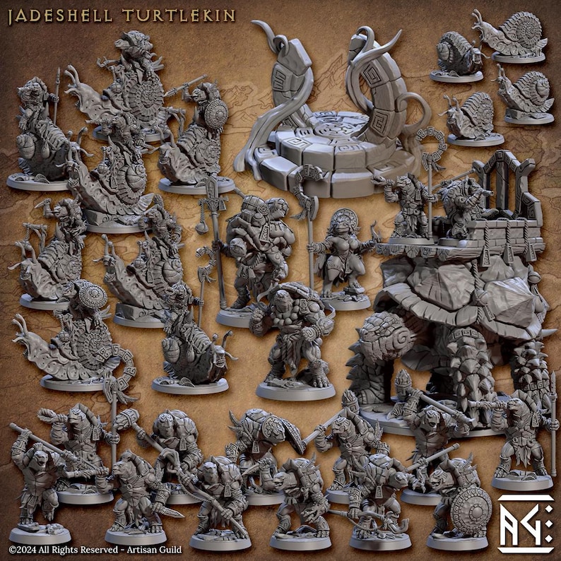 Turtlekin Jadeshell Turtlekin Set | Artisan Guild Miniatures | RPG Boardgames ...