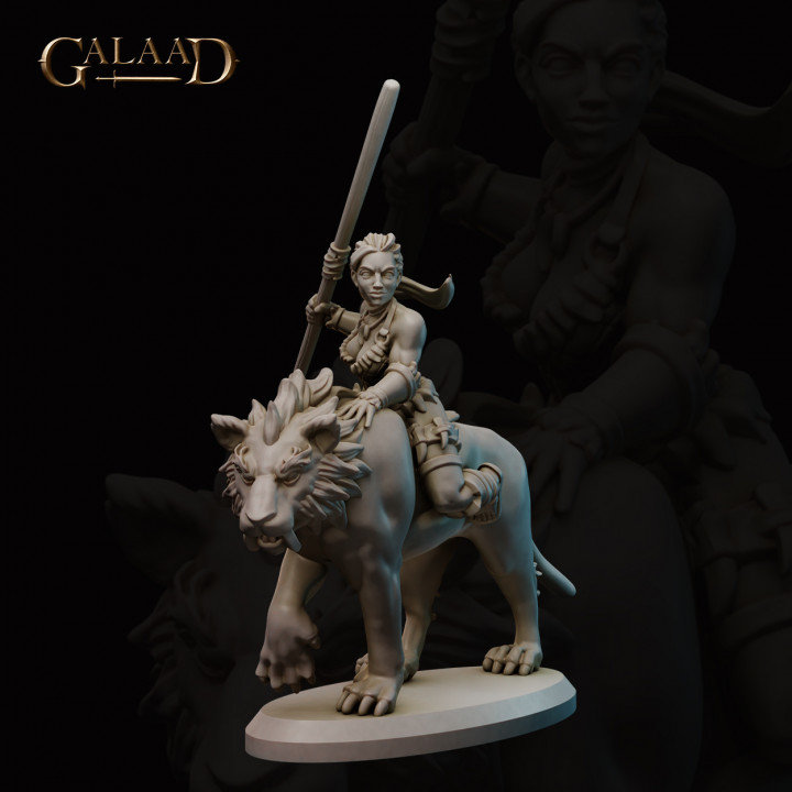 Amazonian Fighter on Big Cat Mount | Galaad Miniatures | RPG Boardgames ...