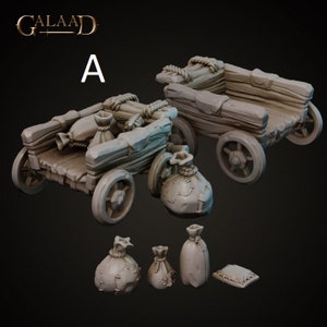 カートの積み込み/積み下ろし | 風景/目標マーカー | Galaad ミニチュア | D&D/AoS と互換性あり | ファンタジー | テーブルトップ RPG